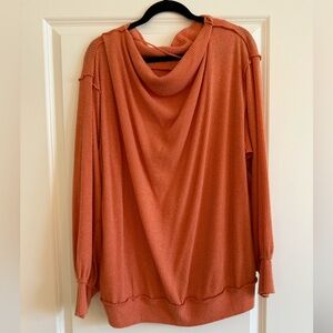 Free People Orange Cowl Neck Sweater